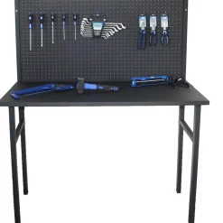 Banco da lavoro richiudibile in metallo 120x66,5x144 cm