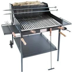 Barbecue a carbone e legna Fuocone Umbria nero con ripiano laterale