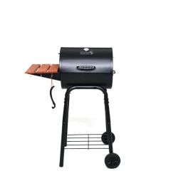 Barbecue a carbone Pedro 45 Sochef nero con coperchio e ripiano laterale