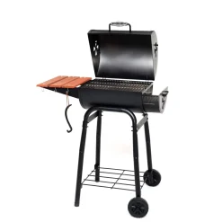 Barbecue a carbone Pedro 45 Sochef nero con coperchio e ripiano laterale