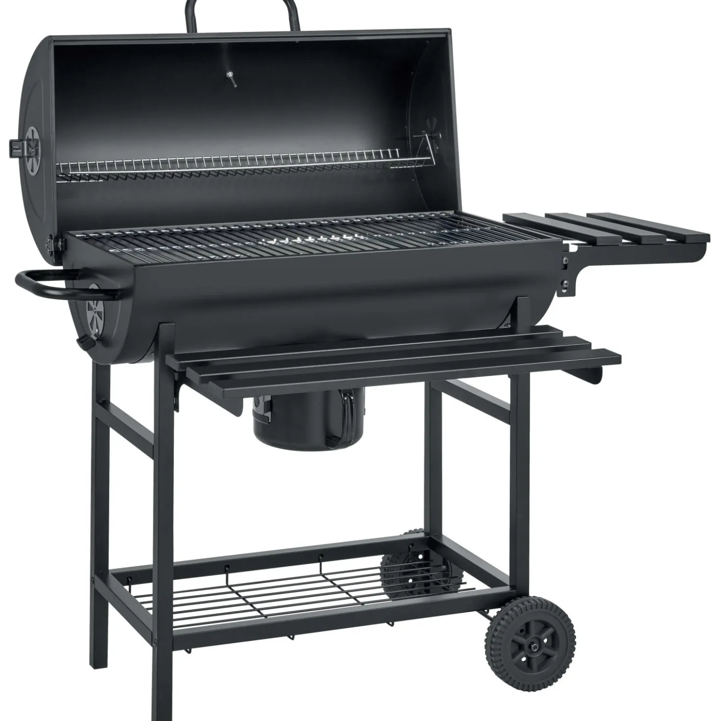 Barbecue a carbonella con tavolo pieghevole nero 70,5x35 cm