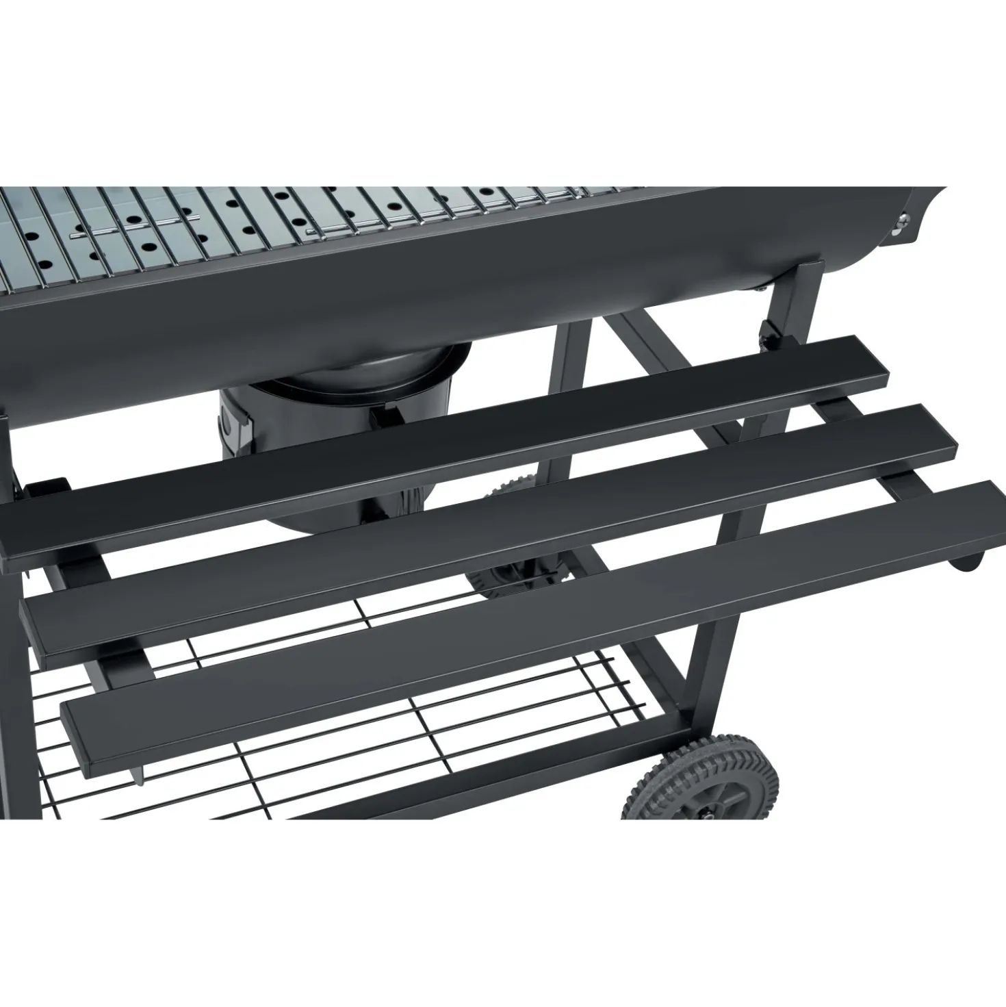 Barbecue a carbonella con tavolo pieghevole nero 70,5x35 cm