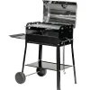 Barbecue a carbonella Garda nero con ripiano laterale e coperchio