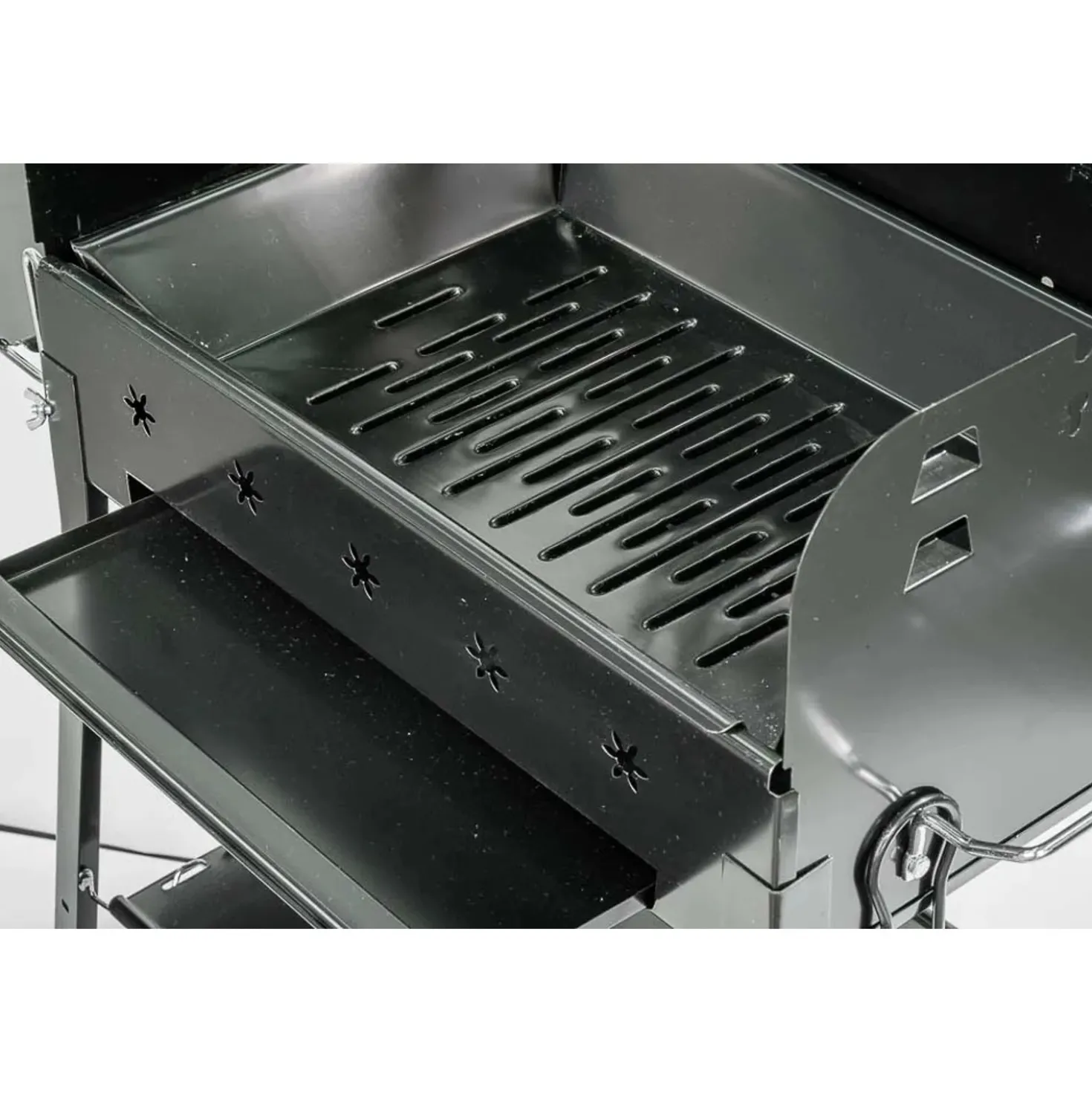 Barbecue a carbonella Garda nero con ripiano laterale e coperchio