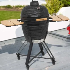 Barbecue a carbonella Jamestown Marwin L nero con ripiani laterali