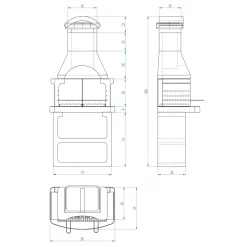 Barbecue a carbonella Rimini New H 200 x L 80 x P 53 cm