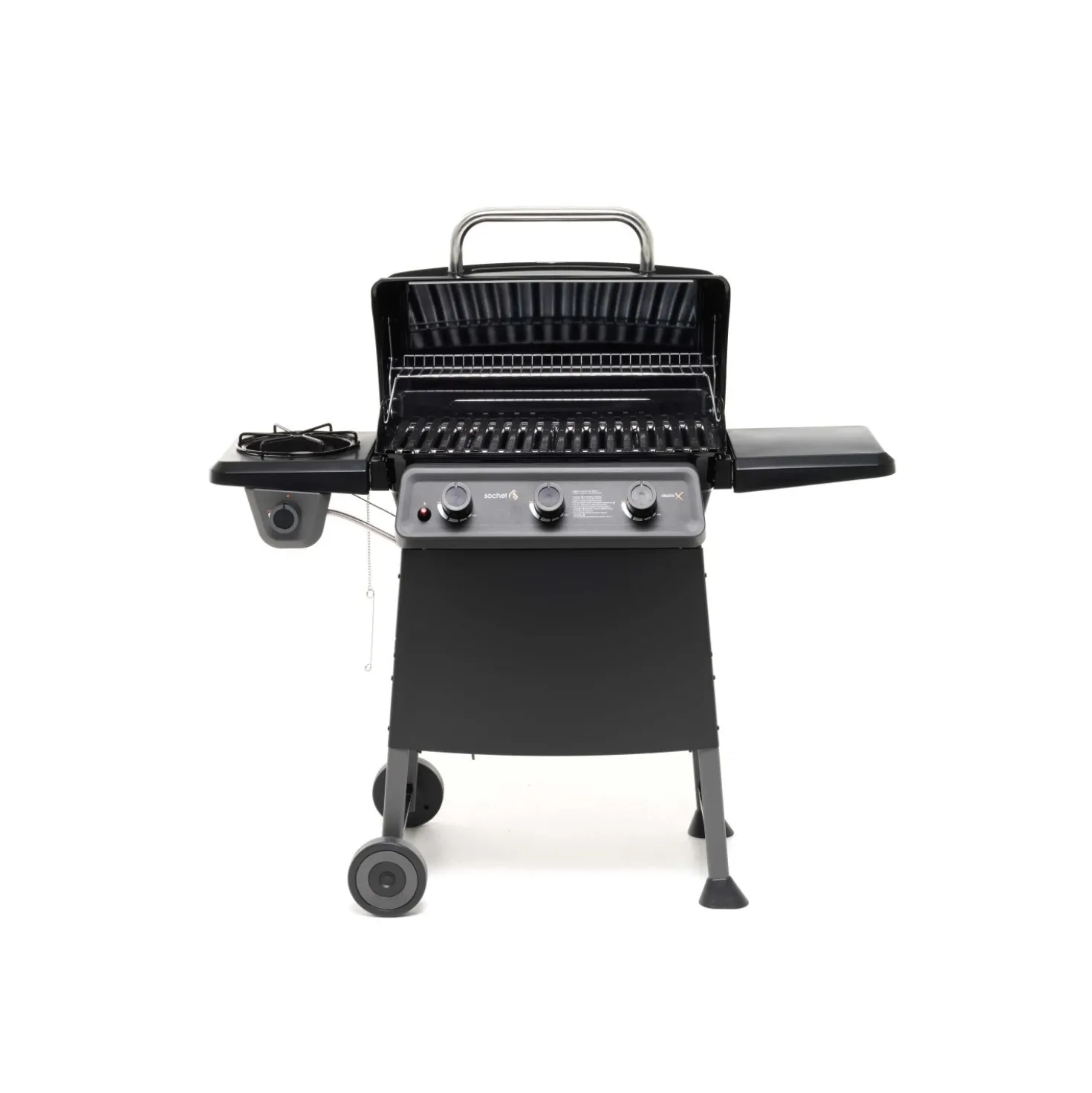 Barbecue a gas Diablox 3 bruciatori nero con fornello laterale