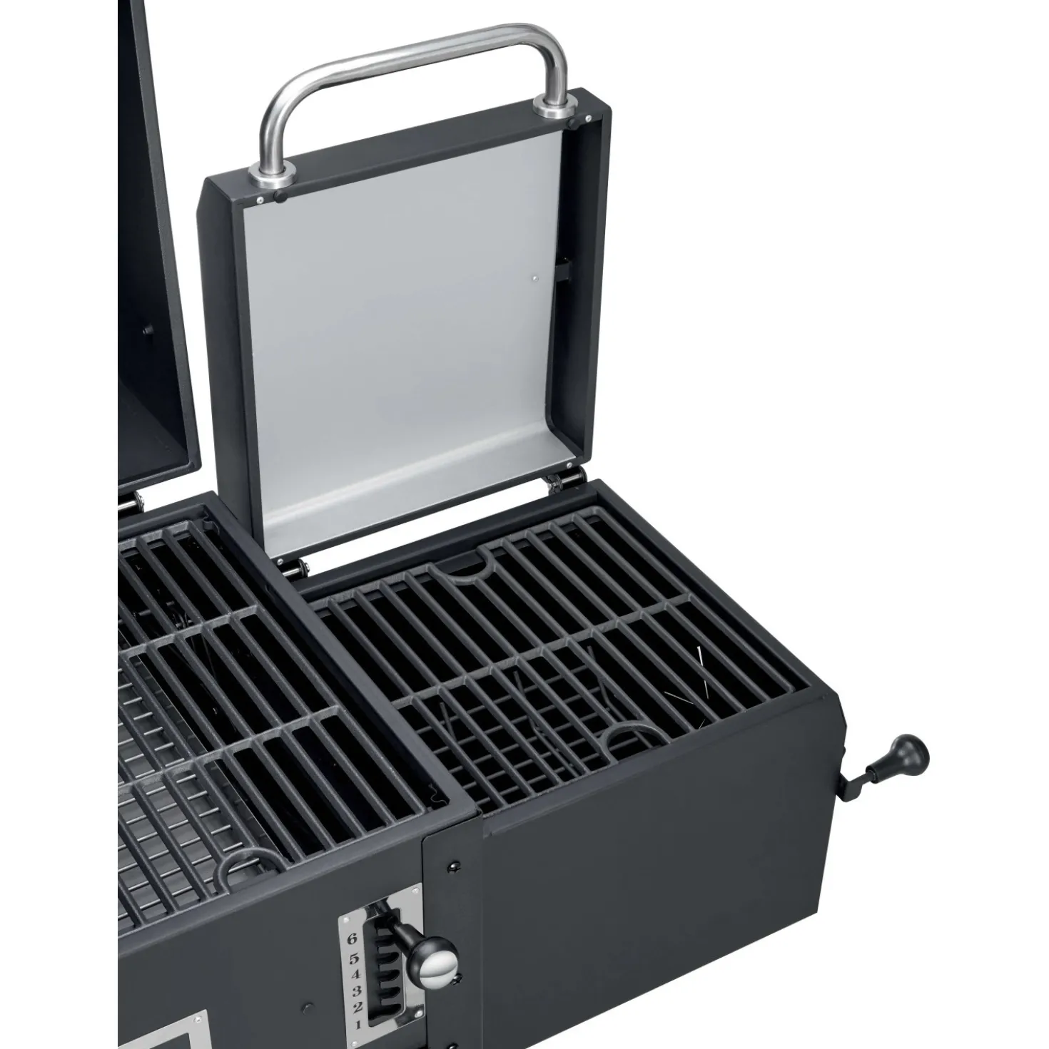 Barbecue a gas e carbonella Jamestown Drake nero con affumicatore