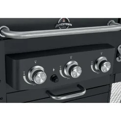 Barbecue a gas e carbonella Jamestown Drake nero con affumicatore