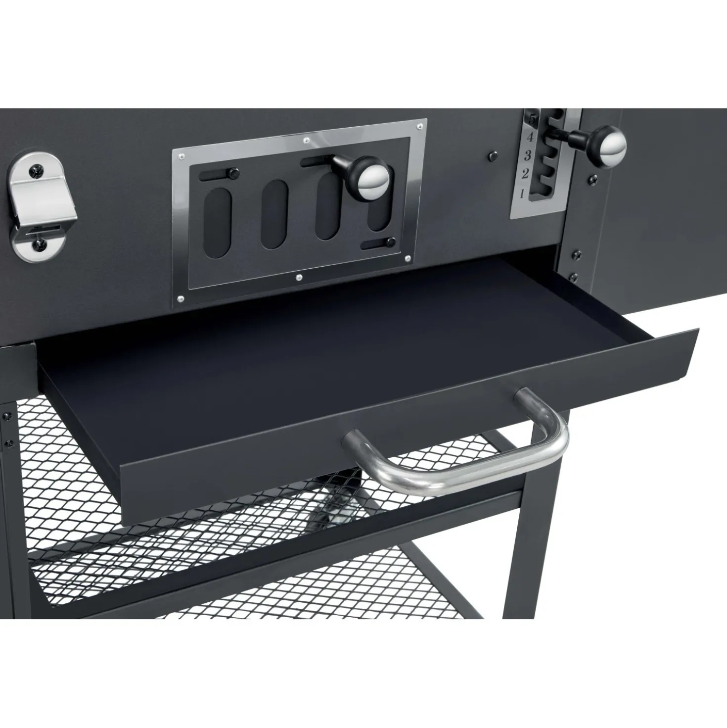 Barbecue a gas e carbonella Jamestown Drake nero con affumicatore