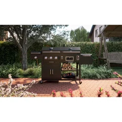 Barbecue a gas e carbonella Jamestown Drake nero con affumicatore