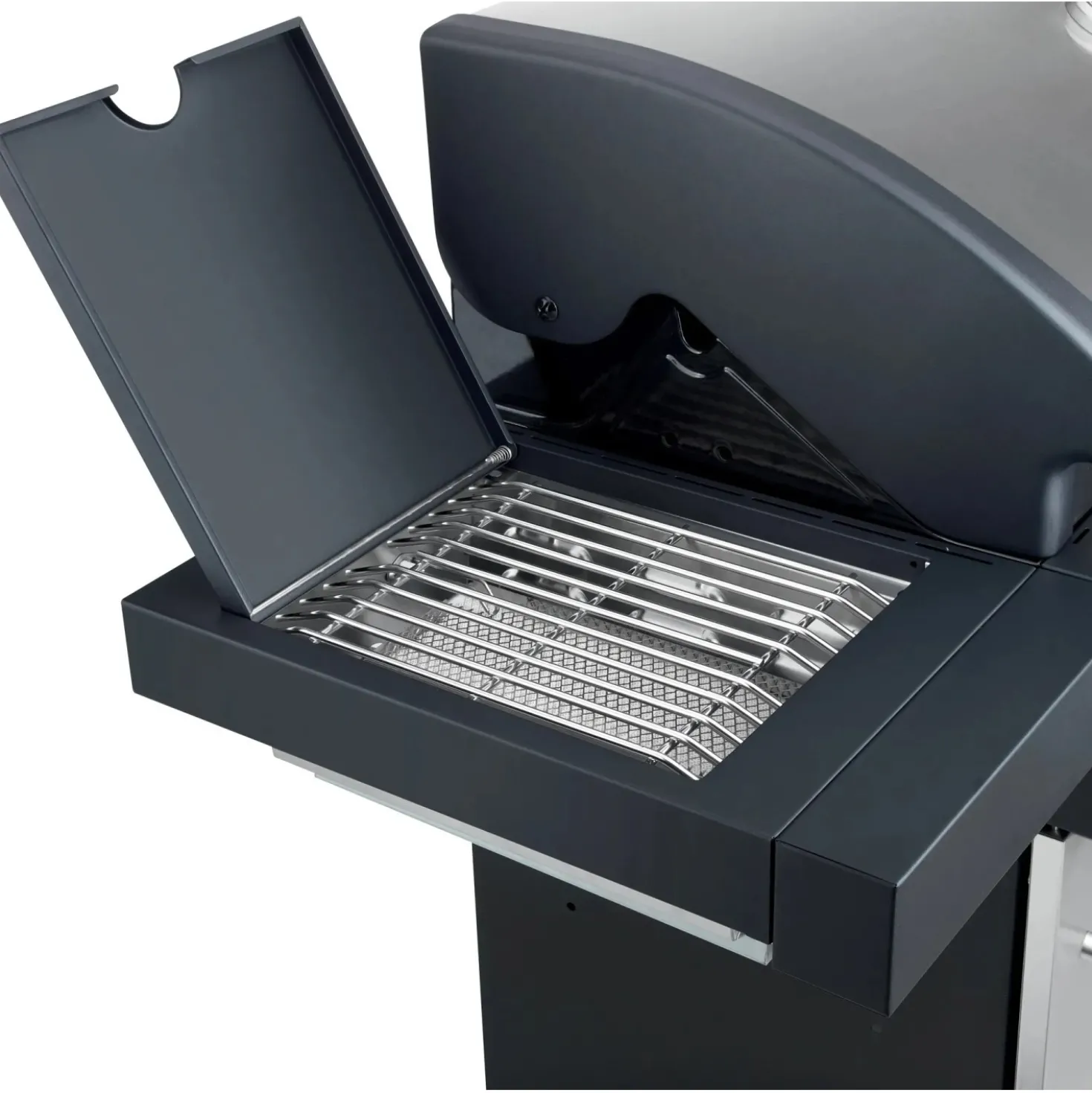 Barbecue a gas Jamestown 4 bruciatori nero con ripiano laterale e coperchio