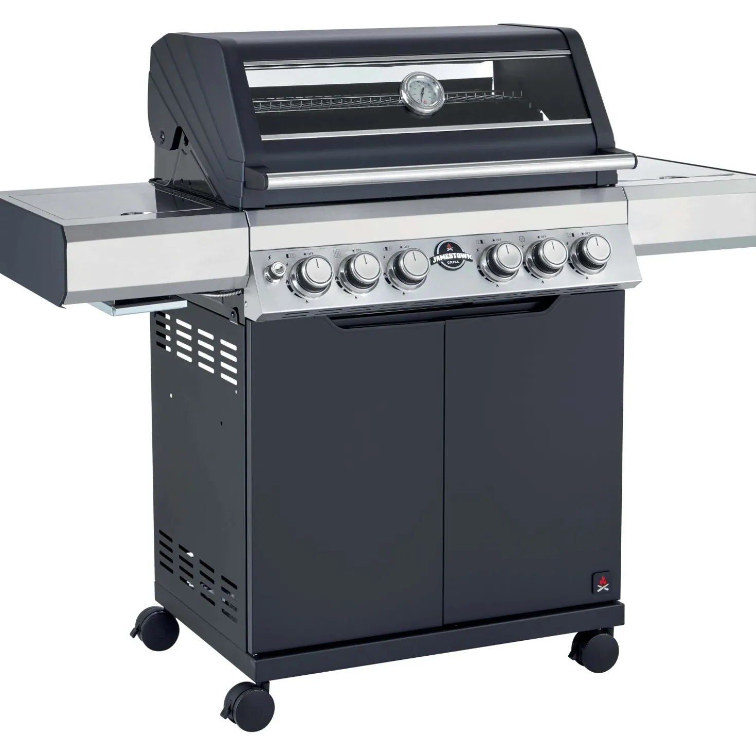 Barbecue a gas Jamestown Knox 4 bruciatori nero e argento 20,5kW
