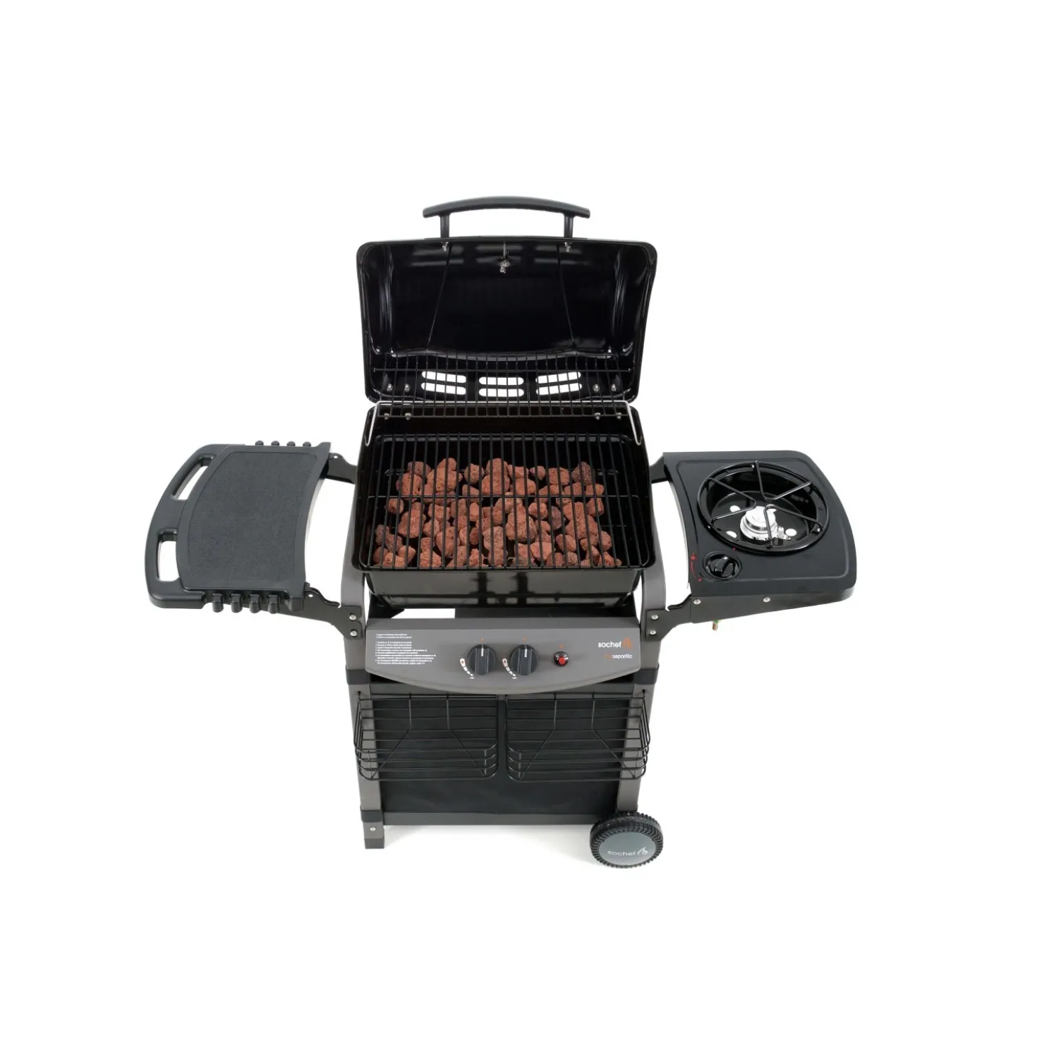 Barbecue a gas Piùsaporillo 2 bruciatori con ripiano laterale antracite