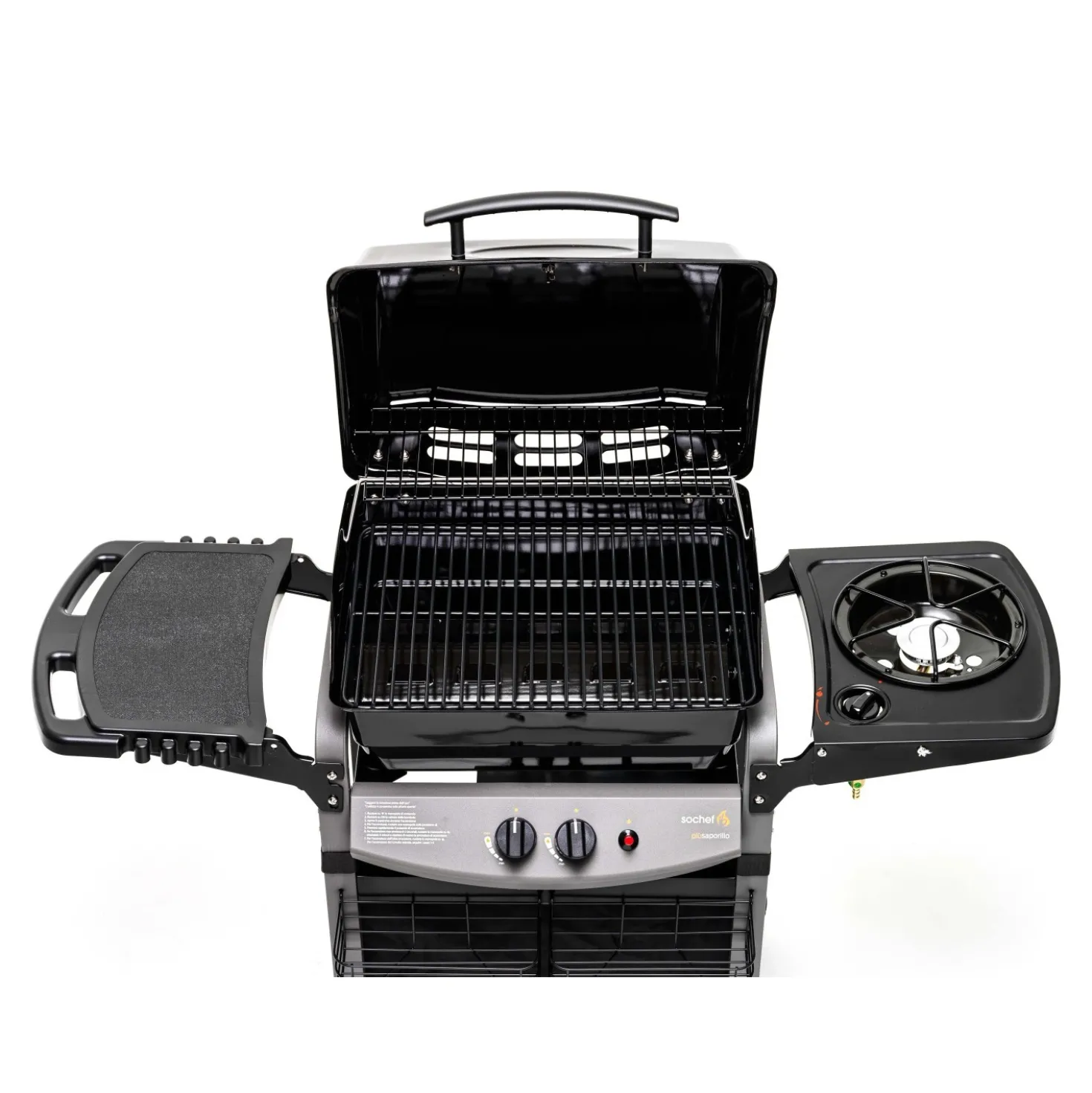 Barbecue a gas Piùsaporillo 2 bruciatori con ripiano laterale antracite