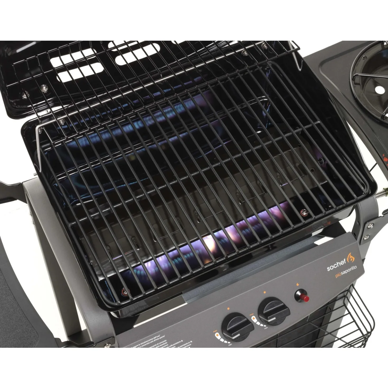 Barbecue a gas Piùsaporillo 2 bruciatori con ripiano laterale antracite