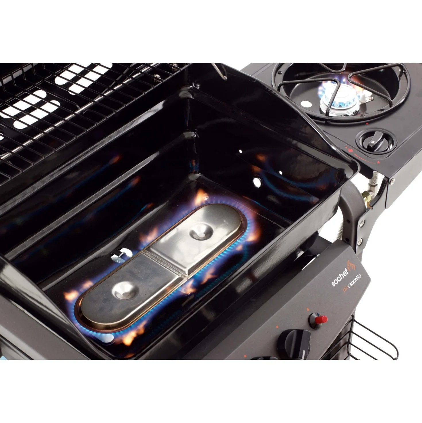 Barbecue a gas Piùsaporillo 2 bruciatori con ripiano laterale antracite