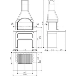 Barbecue in muratura Adige legna e carbonella piano lavoro 103x80 cm