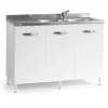 Base cucina sottolavello 3 ante 120 cm bianco frassinato