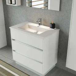 Base porta lavabo 3 cass. con appoggio a terra 84x50x85 cm bianco opaco