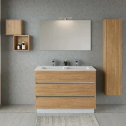 Base porta lavabo 3 cass. con appoggio a terra 120x50x85 cm effetto legno