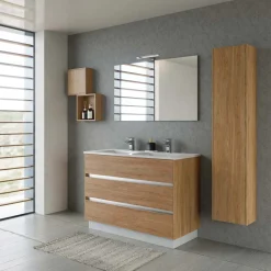 Base porta lavabo 3 cass. con appoggio a terra 120x50x85 cm effetto legno