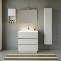 Base porta lavabo 3 cass. con appoggio a terra 84x50x85 cm effetto legno