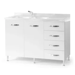 Base sottolavello cucina con cassettiera L 120 bianco frassinato destro