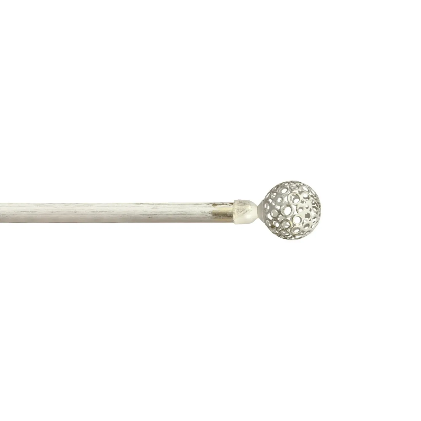 Bastone per tende Kit Boccia Fiore in metallo 120/210 x Ø 2/1,7 cm avorio e oro