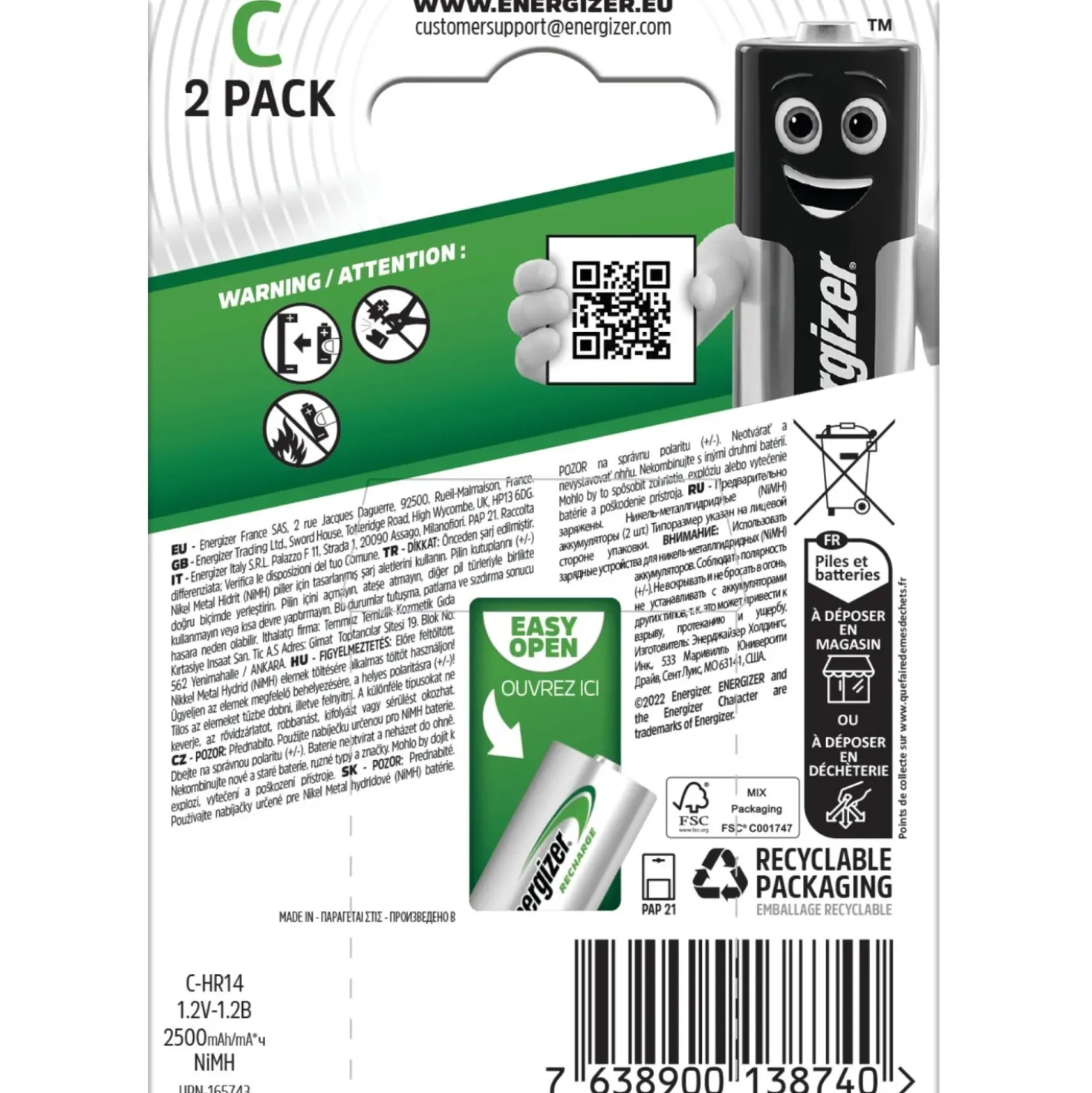 Batterie Energizer POWER PLUS RECH C Baby 2500 mAh 2 pz