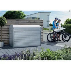 Baule da esterno Biohort Storemax 160 cm argento metallizzato