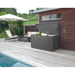 Baule da esterno Biohort 201x79x83 cm grigio metallizzato