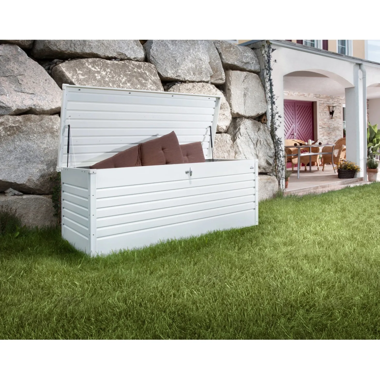 Baule da esterno Biohort 101x46x61 cm bianco