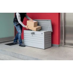 Baule da esterno Biohort Paketbox 100 101x46x61 cm argento metallizzato