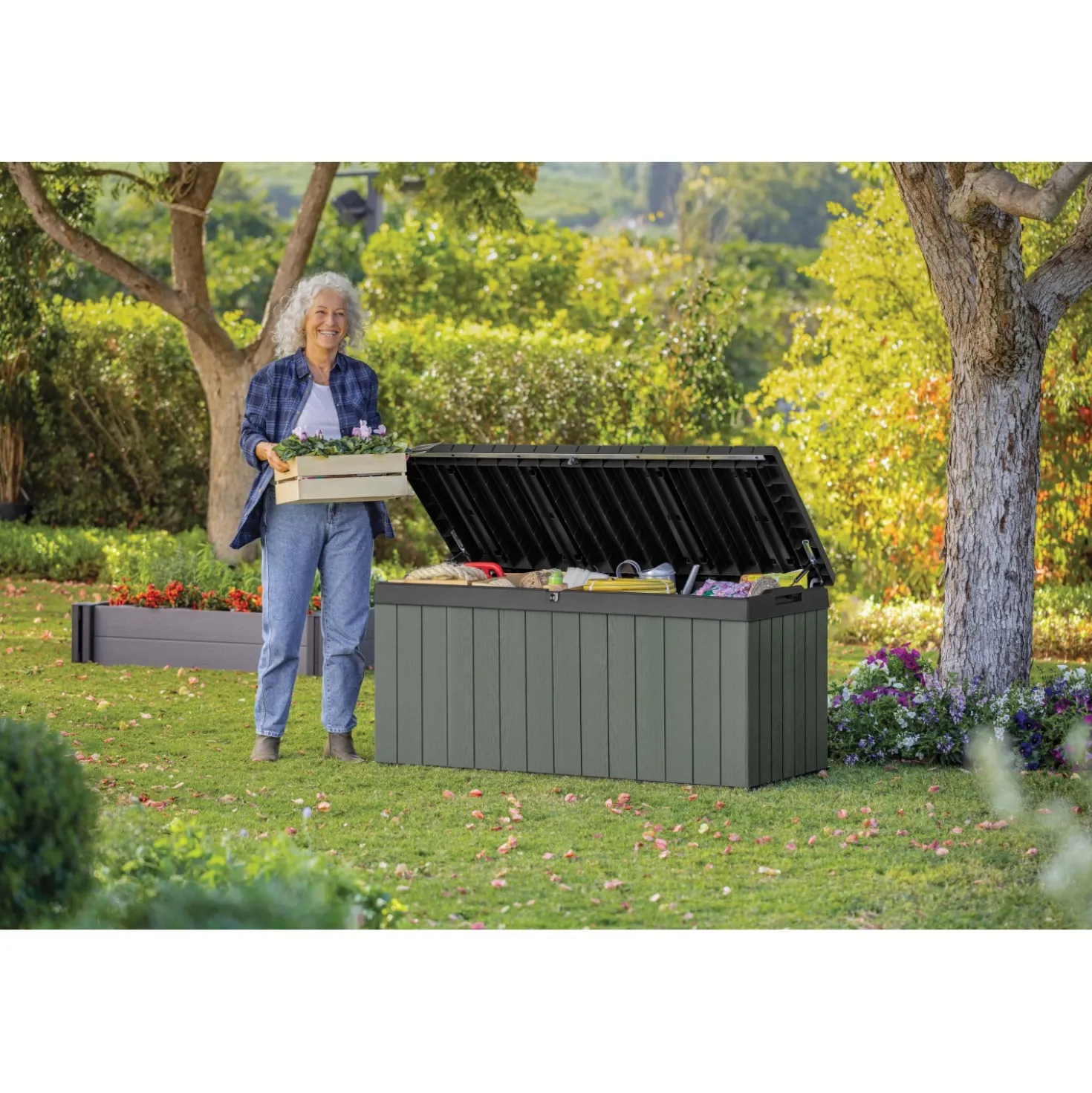 Baule da esterno Darwin 120G 142x65x64 cm 454 l verde