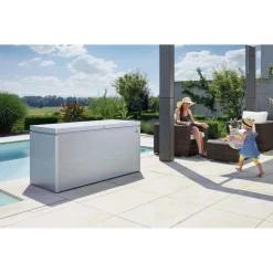 Baule da esterno LoungeBox Biohort 160x70 cm argento metallizzato