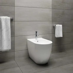 Bidet Arc filo muro a terra 54x36 cm bianco lucido