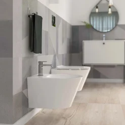 Bidet sospeso Round in vetrochina bianco lucido 515x360x32 mm