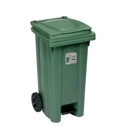 Bidone spazzatura carrellato con pedale Stefanplast 120 l verde