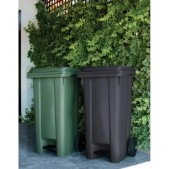 Bidone spazzatura carrellato con pedale Stefanplast 120 l verde
