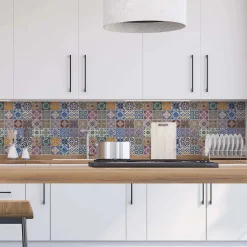 Bordo paraschizzi adesivo cucina stile Azulejos 60x240 cm