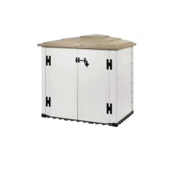 Box da giardino in PVC porta bidoni EVO 100 bianco/tortora 131x88x133 cm