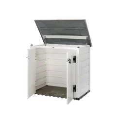 Box da giardino in PVC porta bidoni EVO 100 bianco/tortora 131x88x133 cm