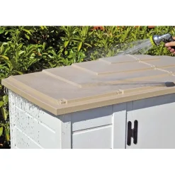 Box da giardino in PVC porta bici EVO 200 bianco/tortora 212x88x133 cm