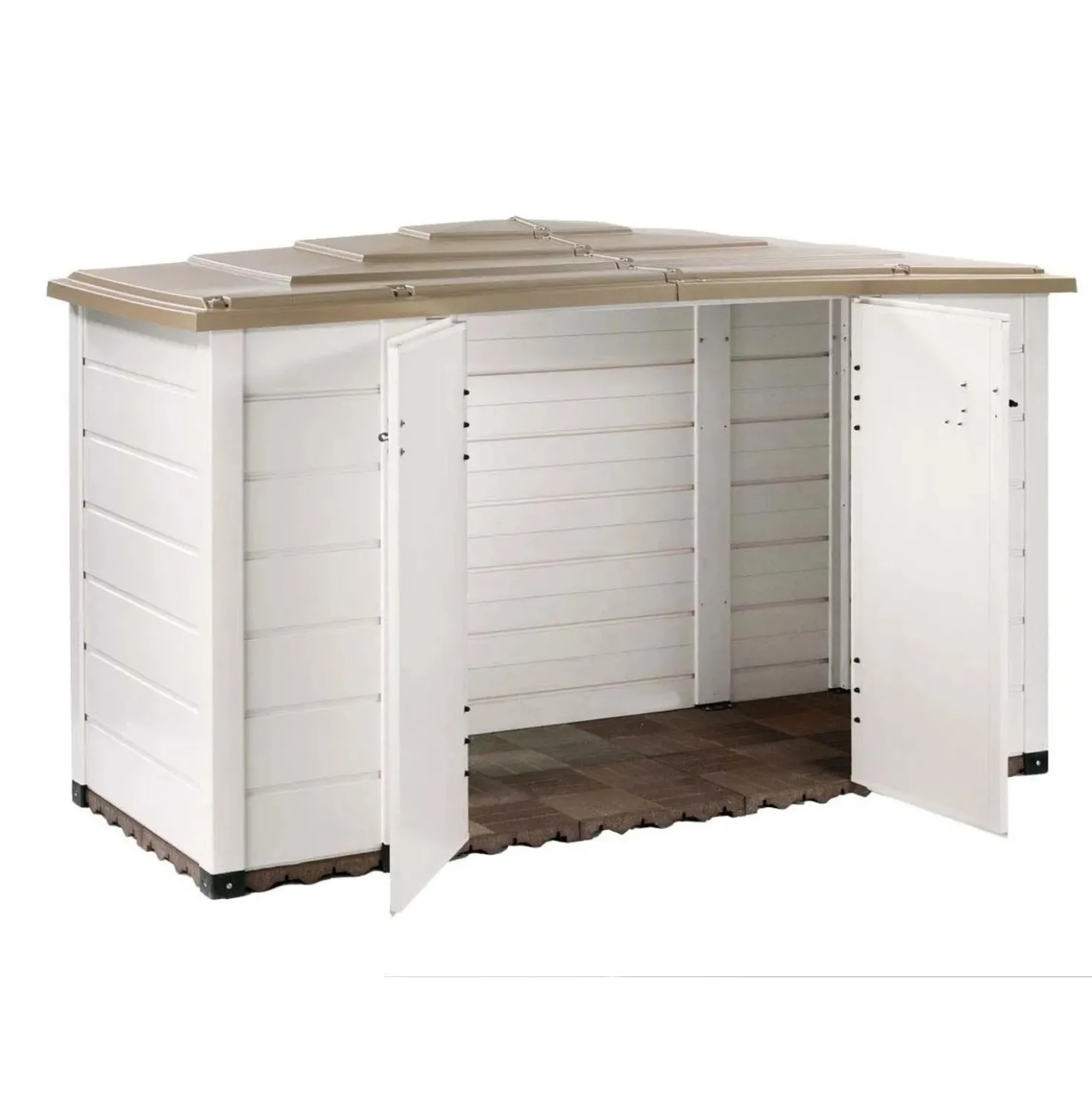 Box da giardino in PVC porta bici EVO 200 bianco/tortora 212x88x133 cm