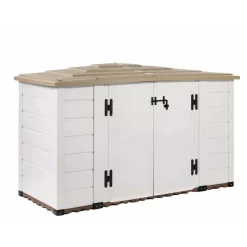 Box da giardino in PVC porta bici EVO 200 bianco/tortora 212x88x133 cm