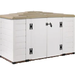 Box da giardino in PVC porta bici EVO 200 bianco/tortora 212x88x133 cm