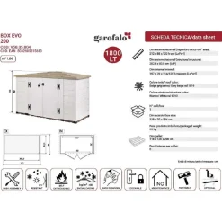 Box da giardino in PVC porta bici EVO 200 bianco/tortora 212x88x133 cm
