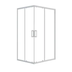 Box doccia rettangolare Cobalt cromato in vetro H 185 cm