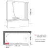 Box vasca a soffietto 2 lati regolabile bianco 142 x 80 cm destra